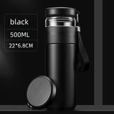 500ml Tea Infuser Vacuum Flask Stainless Steel Insulated Cup with Independent Tea Storage Handle Travel Mug Business Cup Gifts