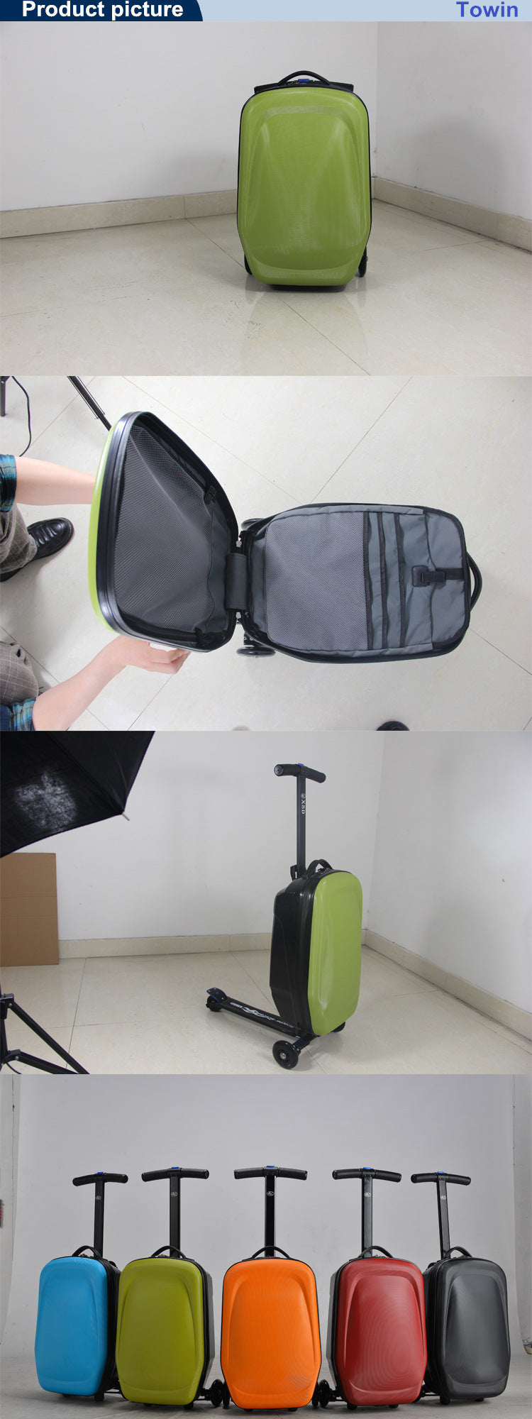 Carrylove 21" Inch Adults Scooter Luggage Carry On Rolling Suitcase Lazy Trolley Bag With Wheels Semilevi