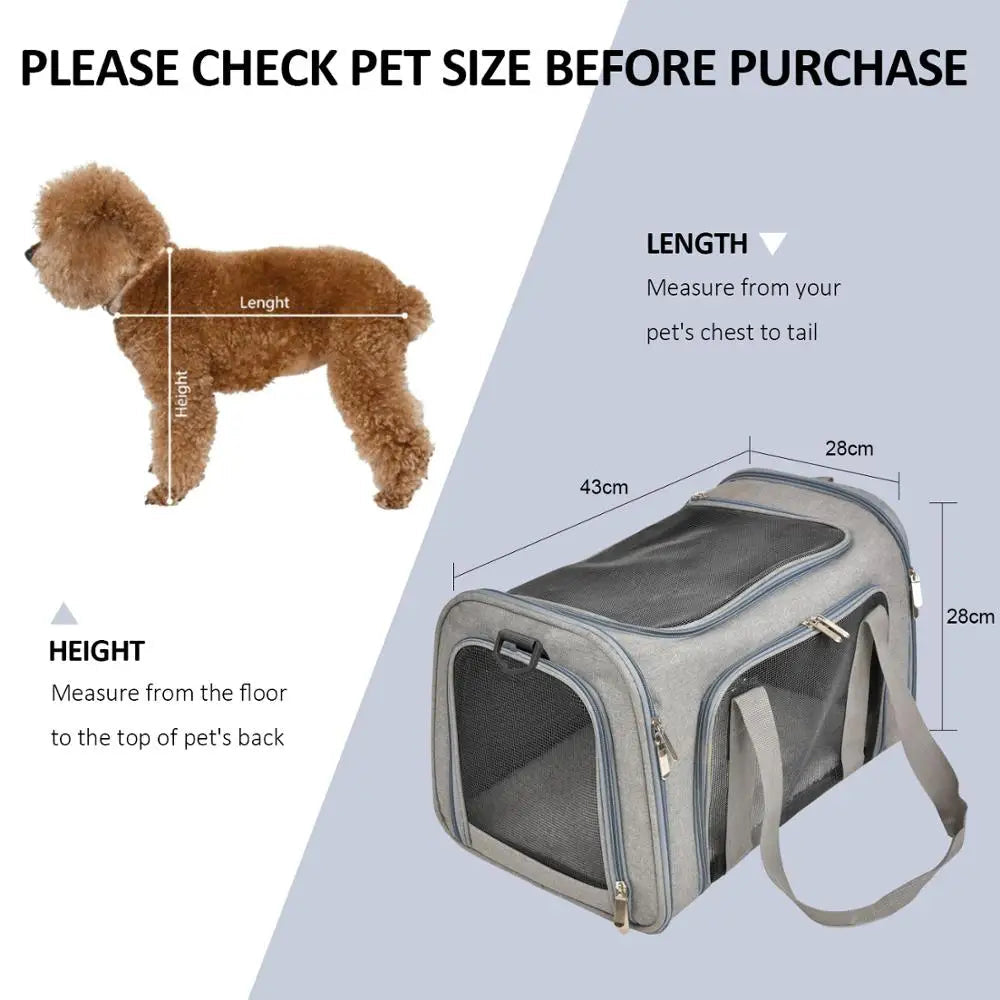 Dog Carrier Bag Soft Side Backpack Cat Pet Carriers Dog Travel Bags Airline Approved Transport For Small Dogs Cats Outgoing Semilevi