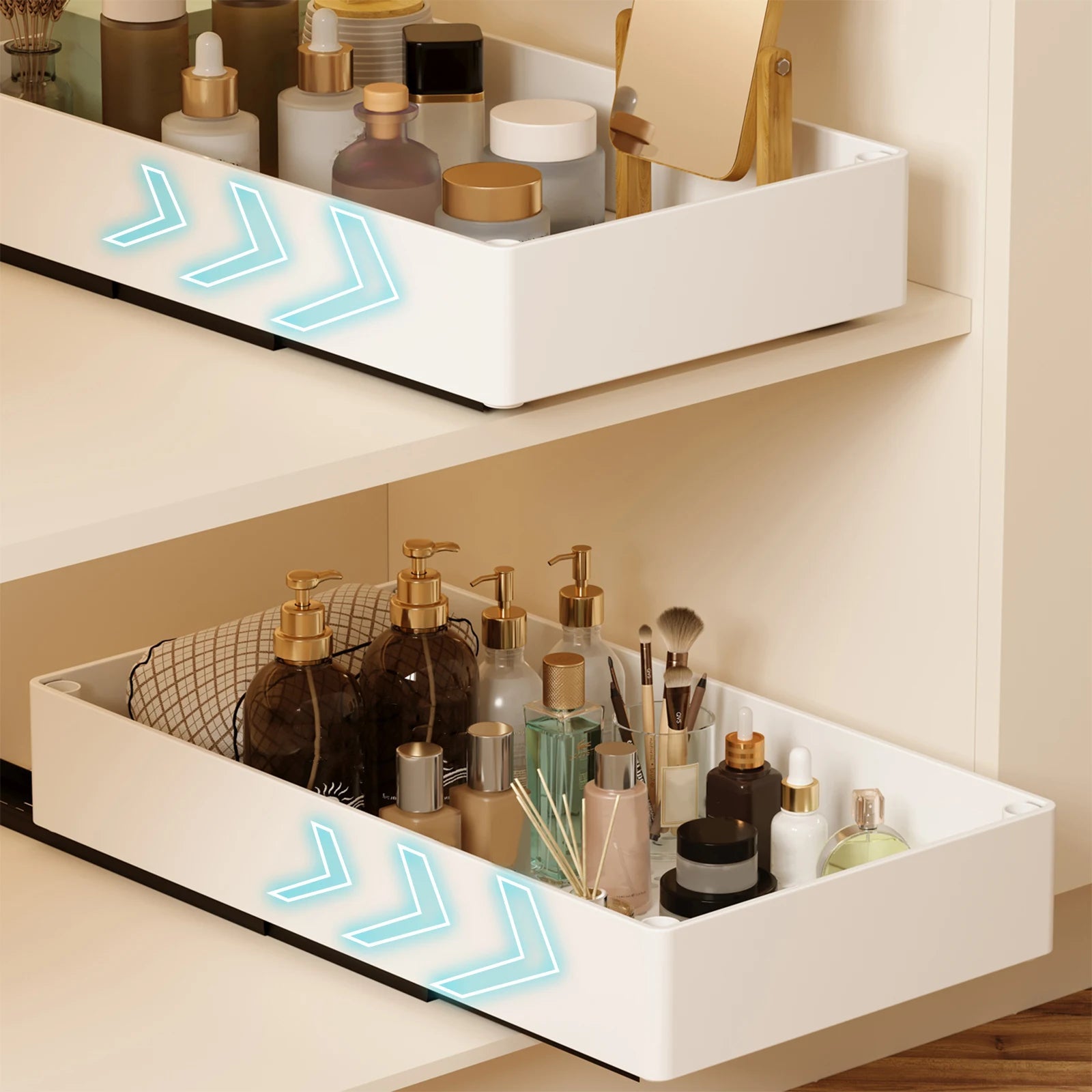 2Pcs Pull-Out Cabinet Organizer – No-Punch Slide-Out Racks for Kitchen, Bathroom, Pantry, and Cabinets, Home Storage Solution Semilevi