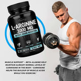 L-Arginine Capsules 3000mg - Nitric Oxide Boosters - for Supporting Muscle Growth, Vascular Function and Energy Semilevi