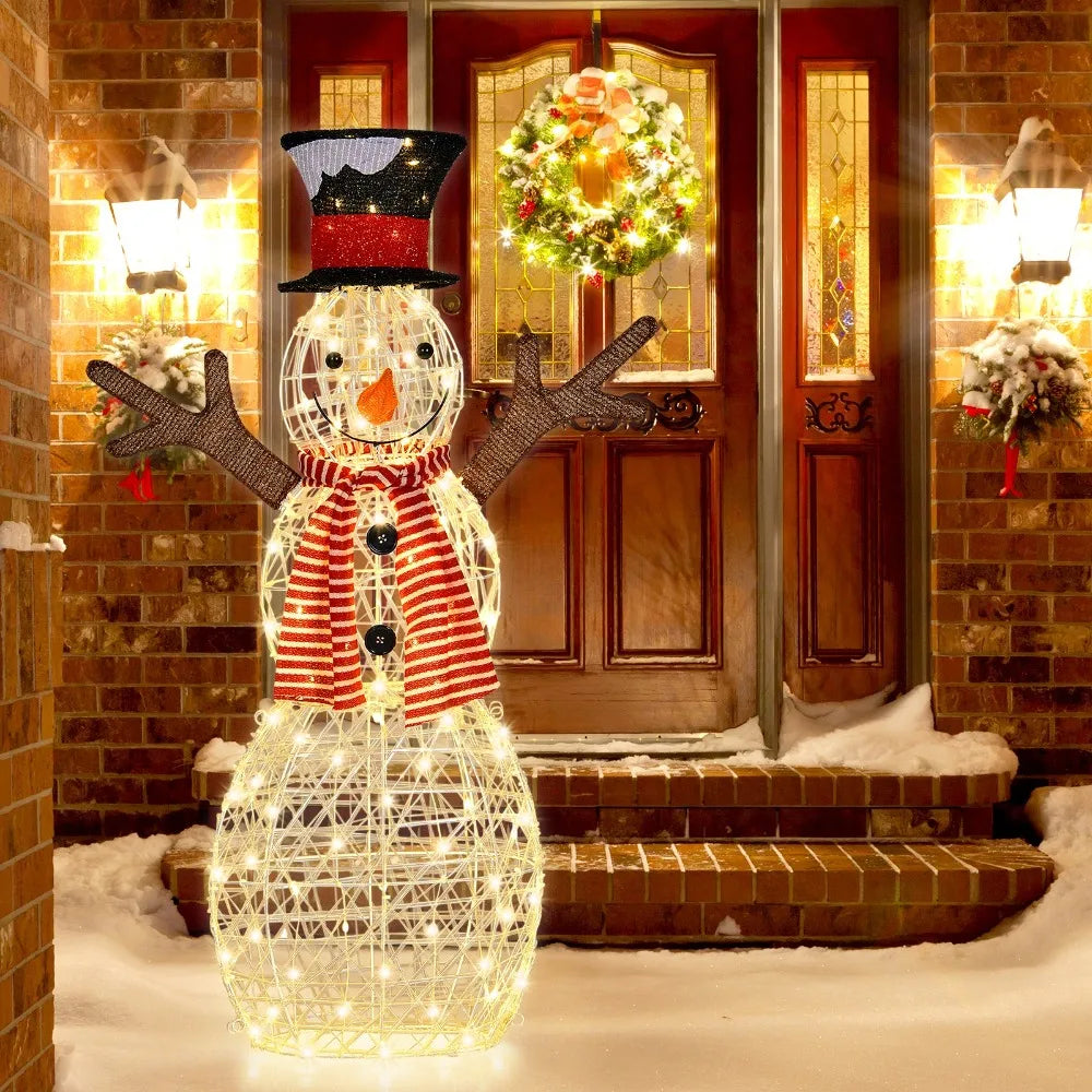 Artificial Christmas Decoration Pre-Lit Standing Snowman with 80 LED Lights Semilevi