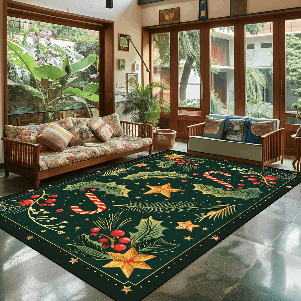 Popular Christmas Living Room Decoration Rug Large Area Anti-slip Mat Fluffy Children Rugs Cartoon Bedroom Decor Carpet New Year Semilevi