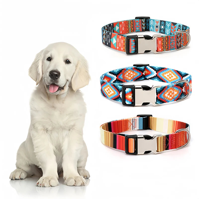 Forest Pattern Collar Pet Accessories Pet Stripes Polyester National Wind Dog Rope Adjustable Nylon Dog Collar Personalized Semilevi