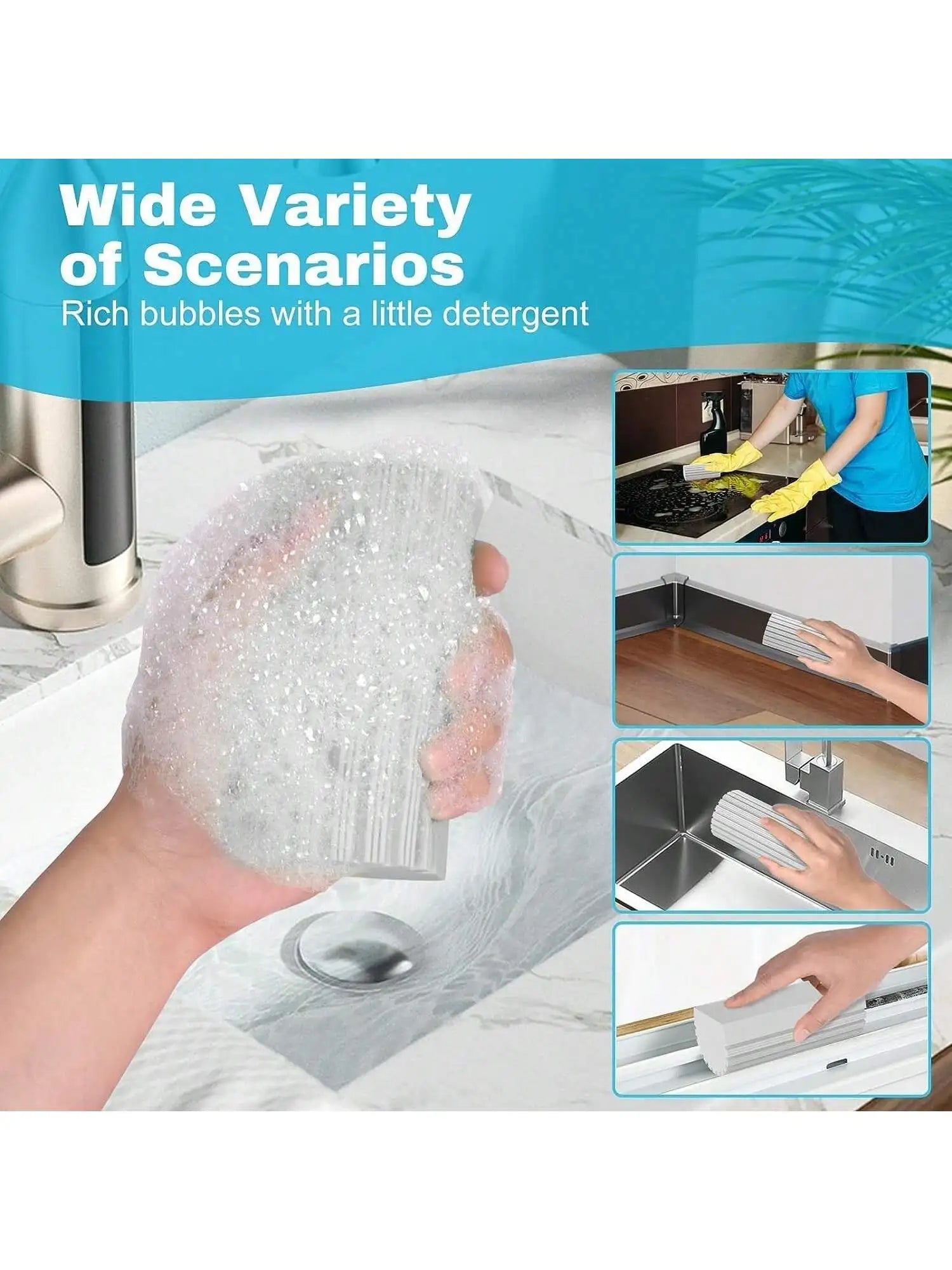 2 Packs Damp Clean Duster Sponge, Duster for Cleaning Blinds, Glass, Baseboards, Vents, Railings, Mirrors, Window Semilevi