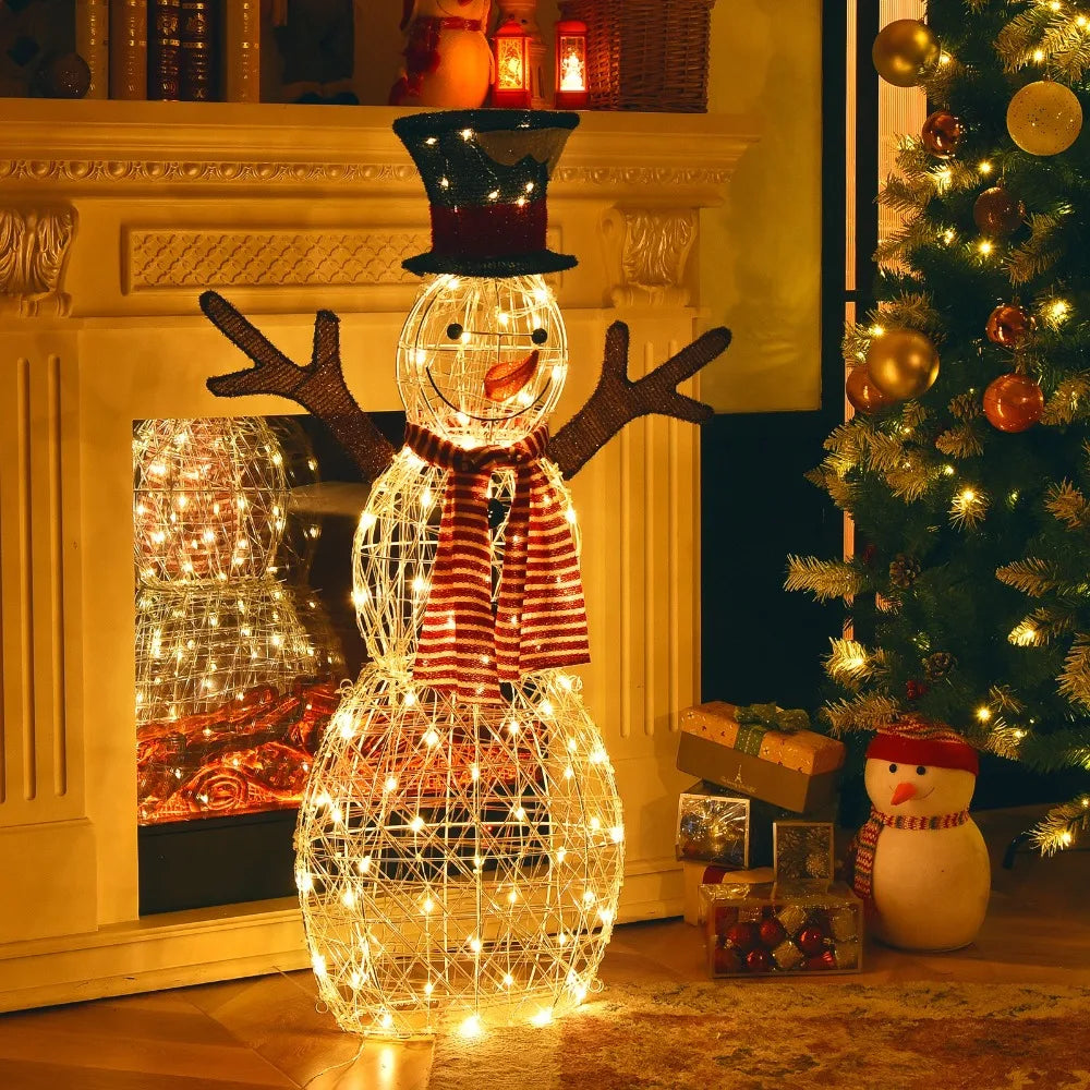 Artificial Christmas Decoration Pre-Lit Standing Snowman with 80 LED Lights Semilevi