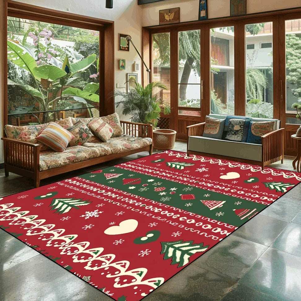 Popular Christmas Living Room Decoration Rug Large Area Anti-slip Mat Fluffy Children Rugs Cartoon Bedroom Decor Carpet New Year Semilevi