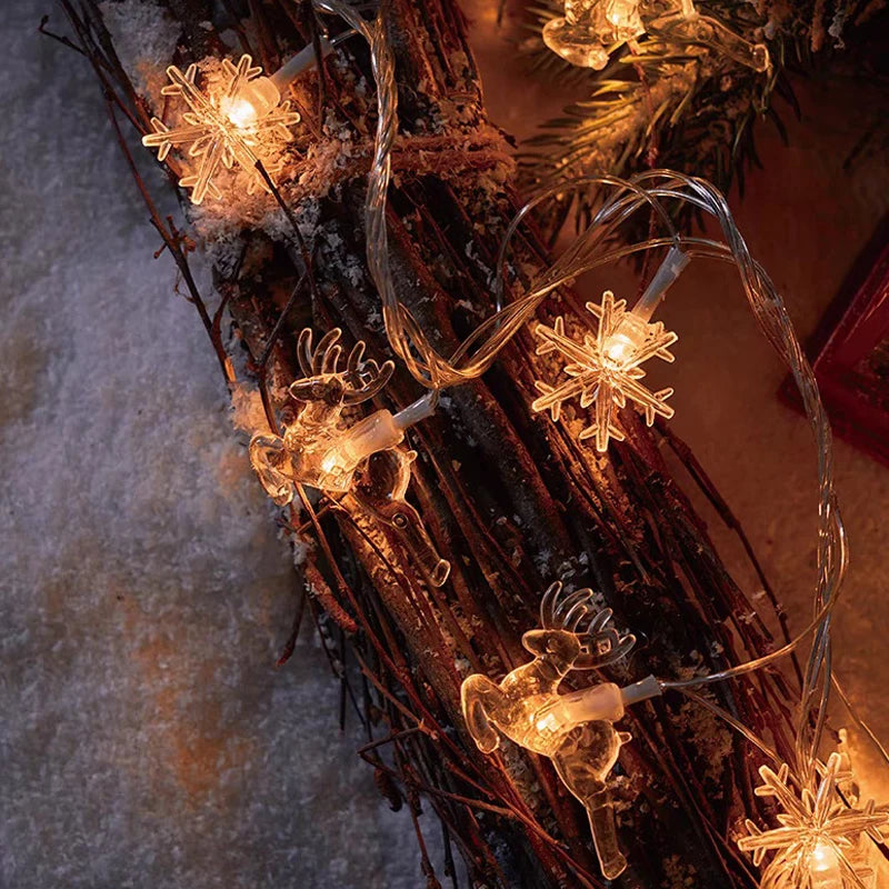 3M Christmas Lights LED Snowflake String Lights Xmas Fairy Light Lamp For Home New Year Party Supplies Christmas Tree Decor Semilevi