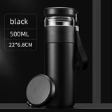 500ml Tea Infuser Vacuum Flask Stainless Steel Insulated Cup with Independent Tea Storage Handle Travel Mug Business Cup Gifts