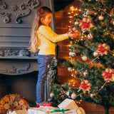 10/20Pcs Christmas Decoration Glitter Artifical Flowers Christmas Tree Decorations for Home Decor Xmas Ornaments New Year Decor Semilevi