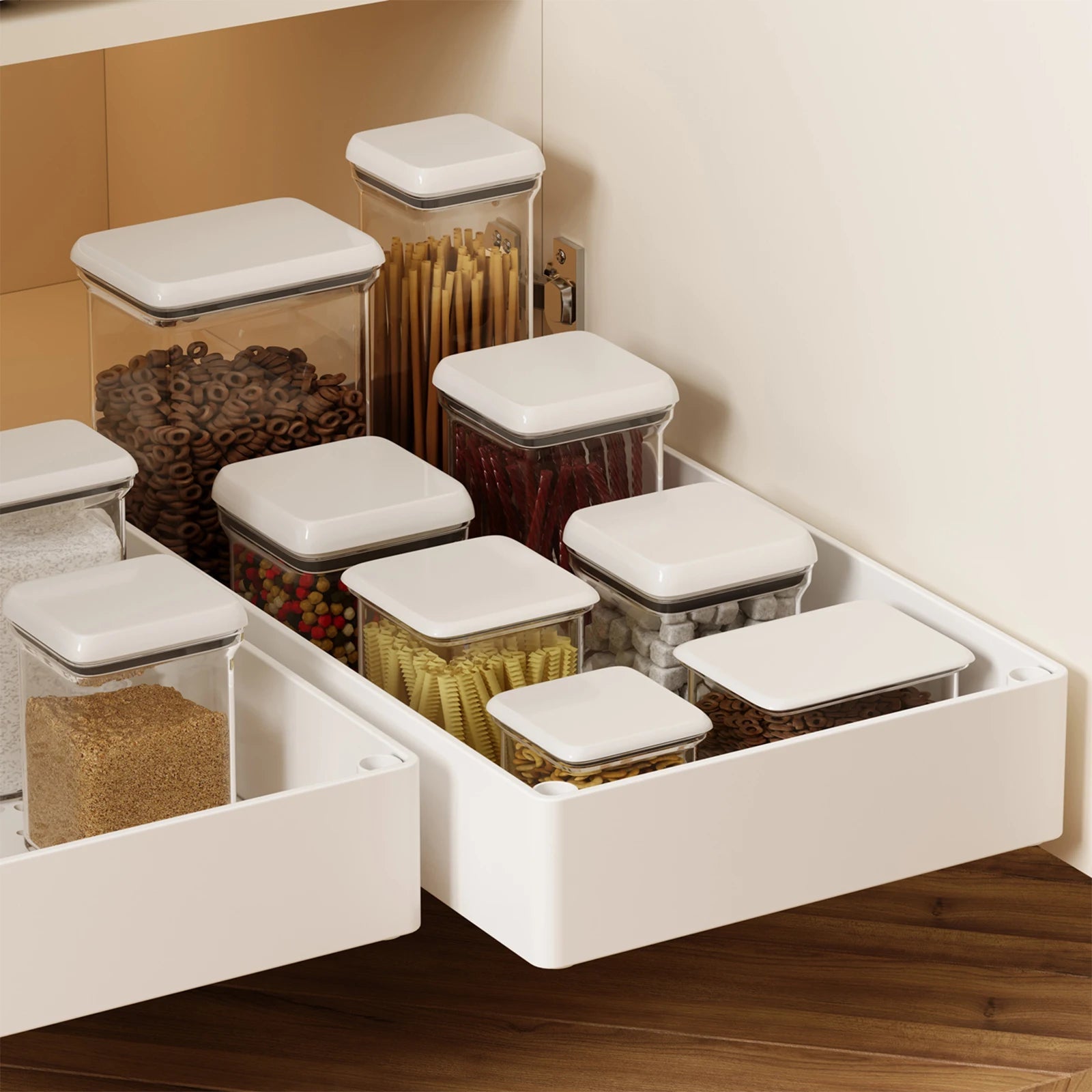 2Pcs Pull-Out Cabinet Organizer – No-Punch Slide-Out Racks for Kitchen, Bathroom, Pantry, and Cabinets, Home Storage Solution Semilevi