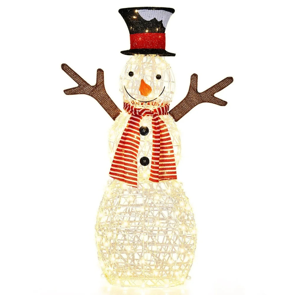 Artificial Christmas Decoration Pre-Lit Standing Snowman with 80 LED Lights Semilevi
