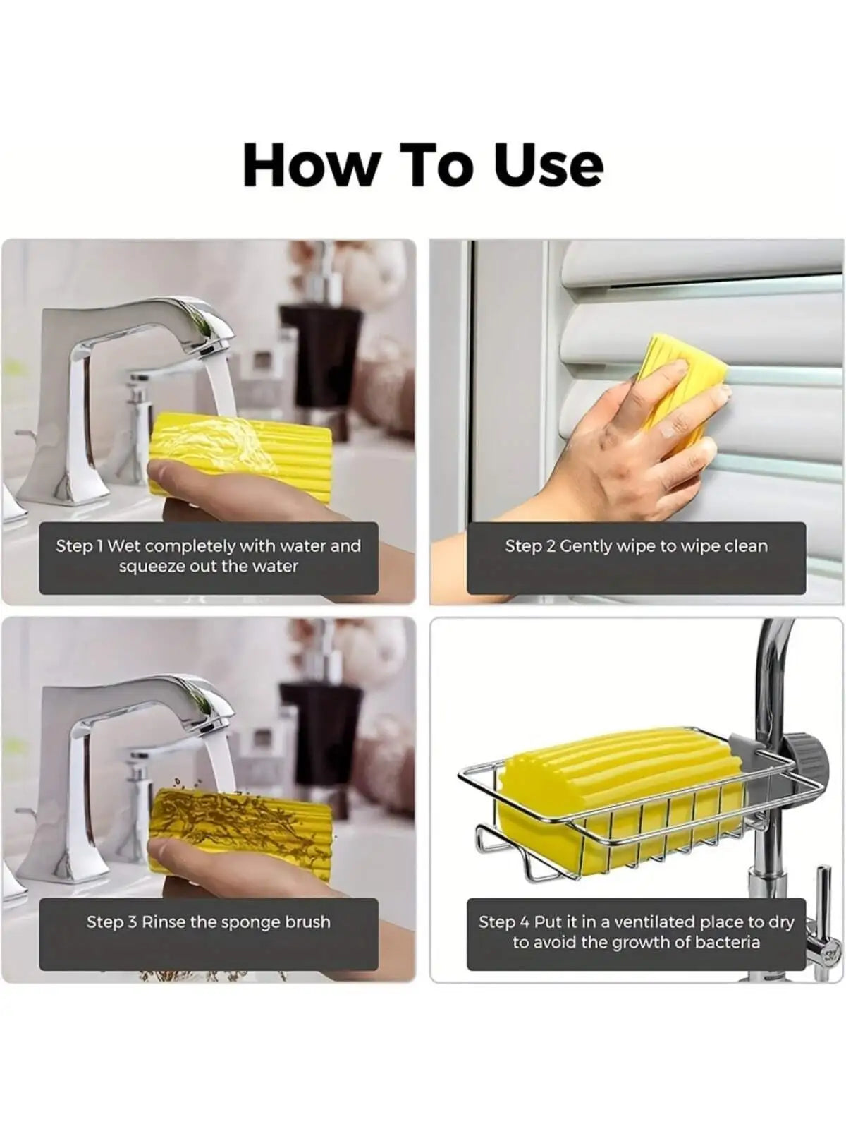 2 Packs Damp Clean Duster Sponge, Duster for Cleaning Blinds, Glass, Baseboards, Vents, Railings, Mirrors, Window Semilevi