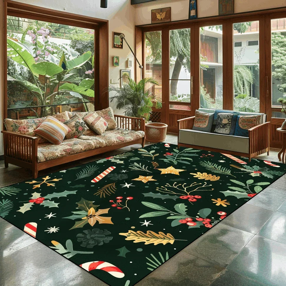 Popular Christmas Living Room Decoration Rug Large Area Anti-slip Mat Fluffy Children Rugs Cartoon Bedroom Decor Carpet New Year Semilevi