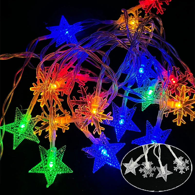 3M Christmas Lights LED Snowflake String Lights Xmas Fairy Light Lamp For Home New Year Party Supplies Christmas Tree Decor Semilevi