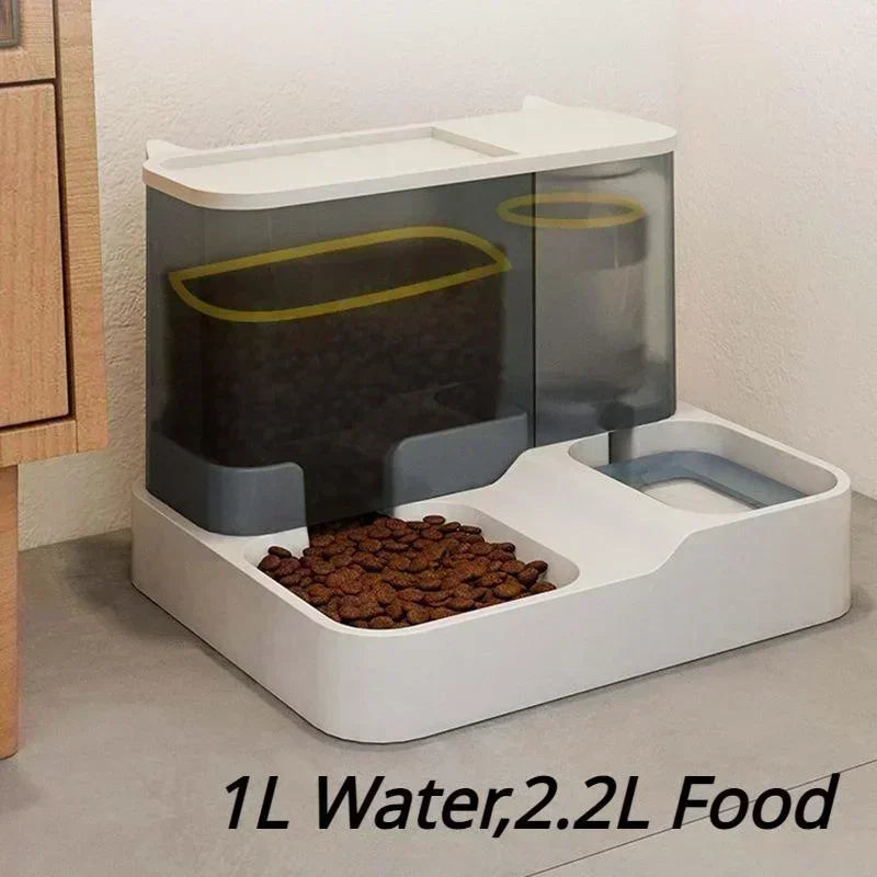 2.2L Large Automatic Smart Pet Dog Feeder Drinking Fountain Plastic Dog Food Bowl Pets 2 in 1 Water Dispenser Semilevi