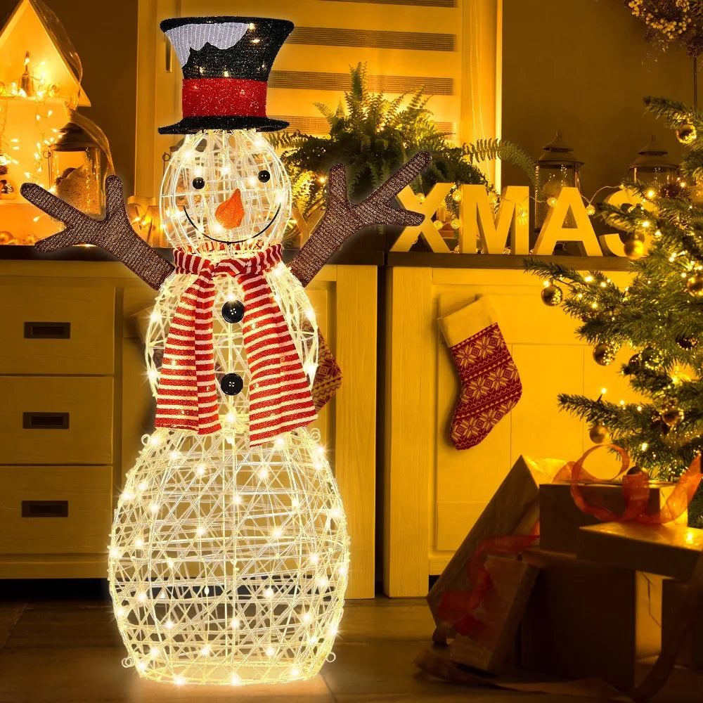 Artificial Christmas Decoration Pre-Lit Standing Snowman with 80 LED Lights Semilevi