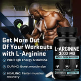 L-Arginine Capsules 3000mg - Nitric Oxide Boosters - for Supporting Muscle Growth, Vascular Function and Energy Semilevi