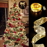 Christmas Decoration LED Ribbon Fairy Lights Christmas Tree Ornaments for Home 2025 DIY Bows Light String Navidad New Year 2026 Semilevi