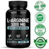 L-Arginine Capsules 3000mg - Nitric Oxide Boosters - for Supporting Muscle Growth, Vascular Function and Energy Semilevi