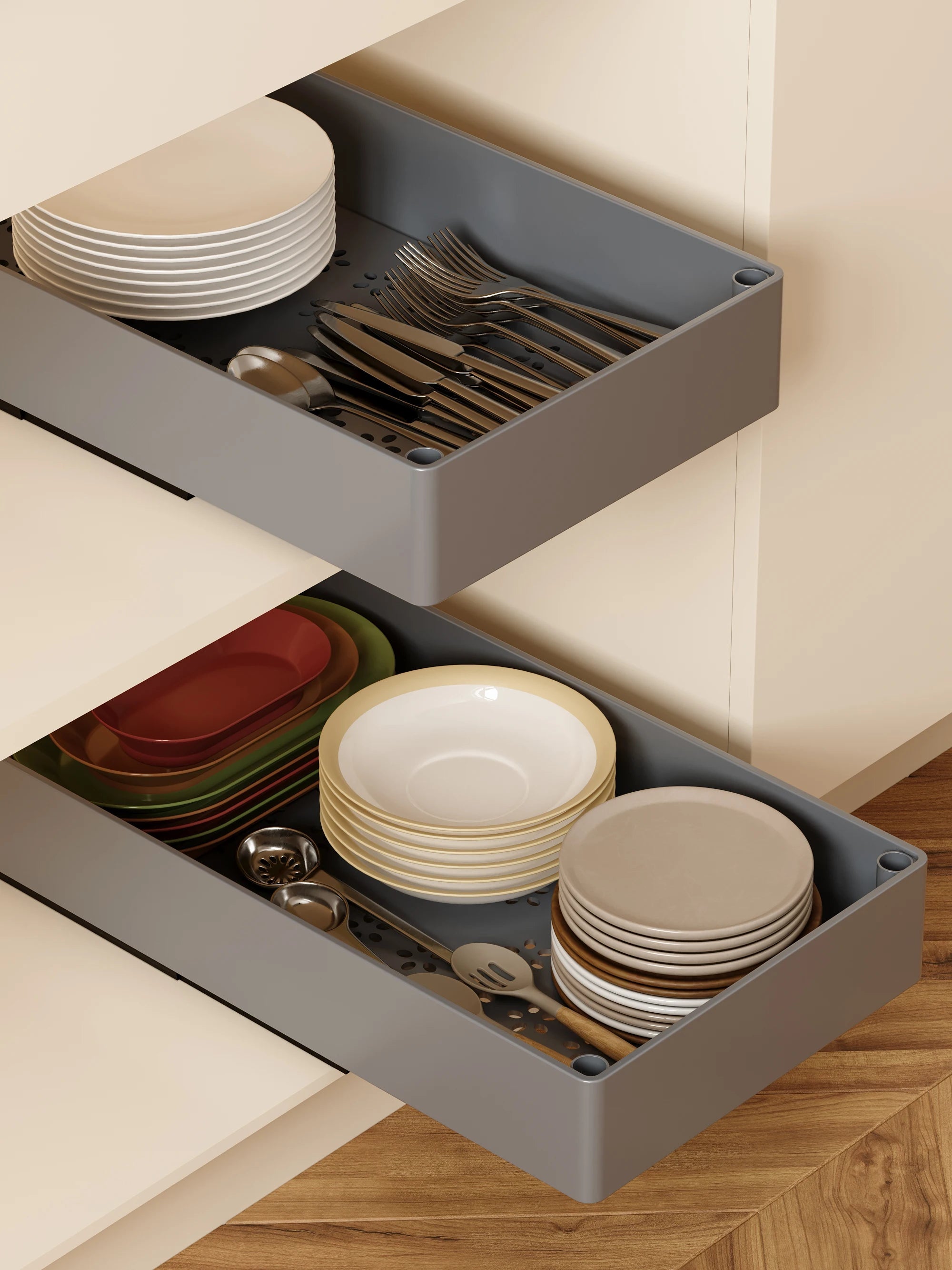 2Pcs Pull-Out Cabinet Organizer – No-Punch Slide-Out Racks for Kitchen, Bathroom, Pantry, and Cabinets, Home Storage Solution Semilevi