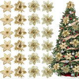 8/16Pcs Glitter Artificial Christmas Flowers Christmas Tree Decorations For Home Fake Flowers Xmas Ornaments 2025 New Year Decor Semilevi