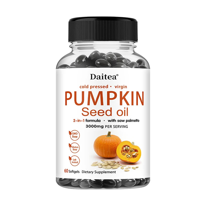 Pumpkin Seed Oil + Saw Palmetto Extract, Supports Prostate and Urinary System Health, Hair Care, Anti-Hair Loss, Men's Health Semilevi