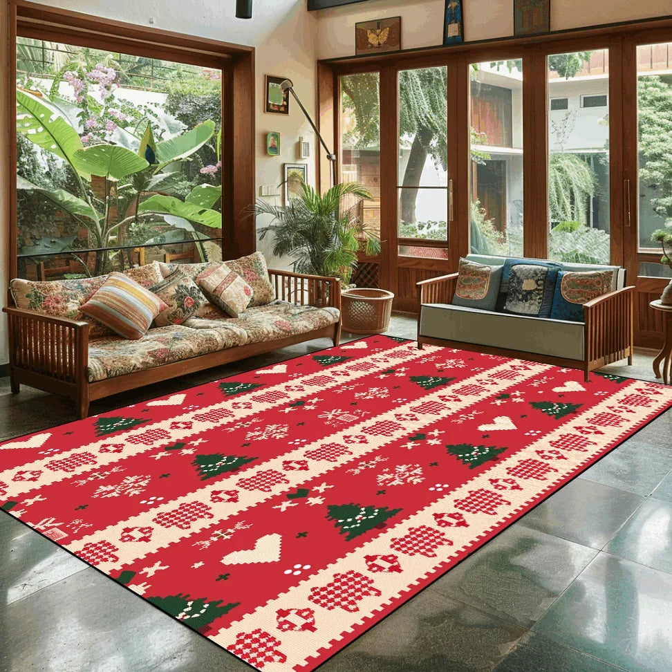 Popular Christmas Living Room Decoration Rug Large Area Anti-slip Mat Fluffy Children Rugs Cartoon Bedroom Decor Carpet New Year Semilevi