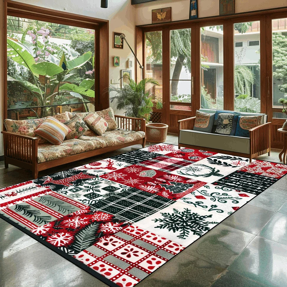 Popular Christmas Living Room Decoration Rug Large Area Anti-slip Mat Fluffy Children Rugs Cartoon Bedroom Decor Carpet New Year Semilevi