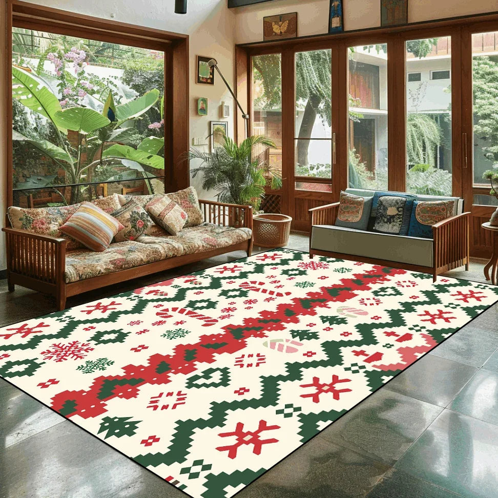 Popular Christmas Living Room Decoration Rug Large Area Anti-slip Mat Fluffy Children Rugs Cartoon Bedroom Decor Carpet New Year Semilevi