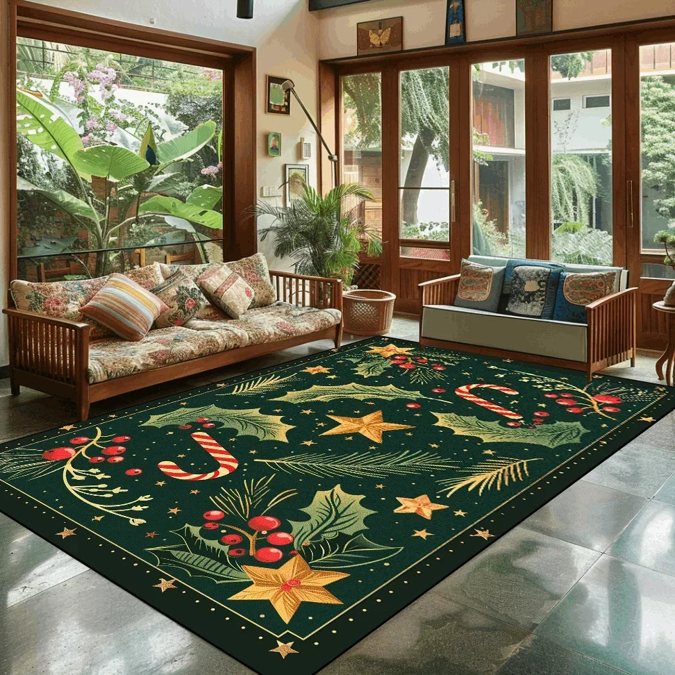 Popular Christmas Living Room Decoration Rug Large Area Anti-slip Mat Fluffy Children Rugs Cartoon Bedroom Decor Carpet New Year Semilevi