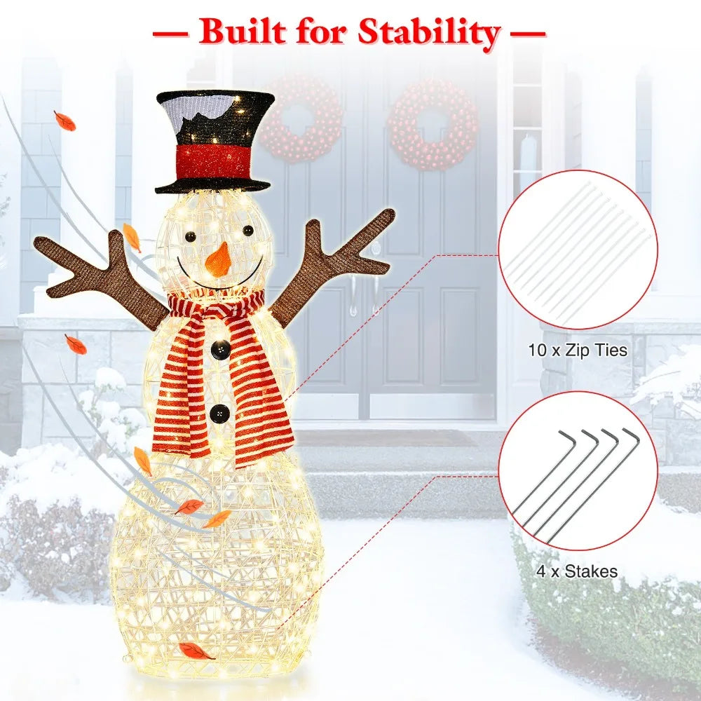 Artificial Christmas Decoration Pre-Lit Standing Snowman with 80 LED Lights Semilevi
