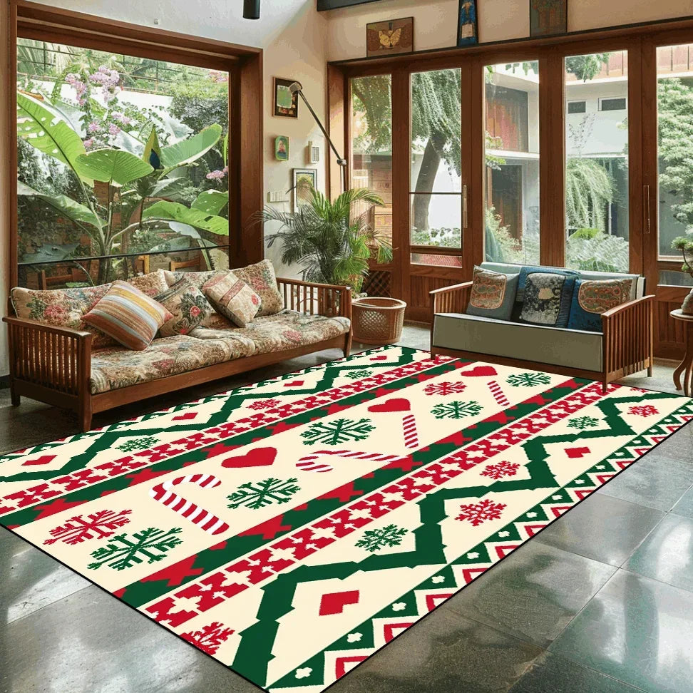 Popular Christmas Living Room Decoration Rug Large Area Anti-slip Mat Fluffy Children Rugs Cartoon Bedroom Decor Carpet New Year Semilevi