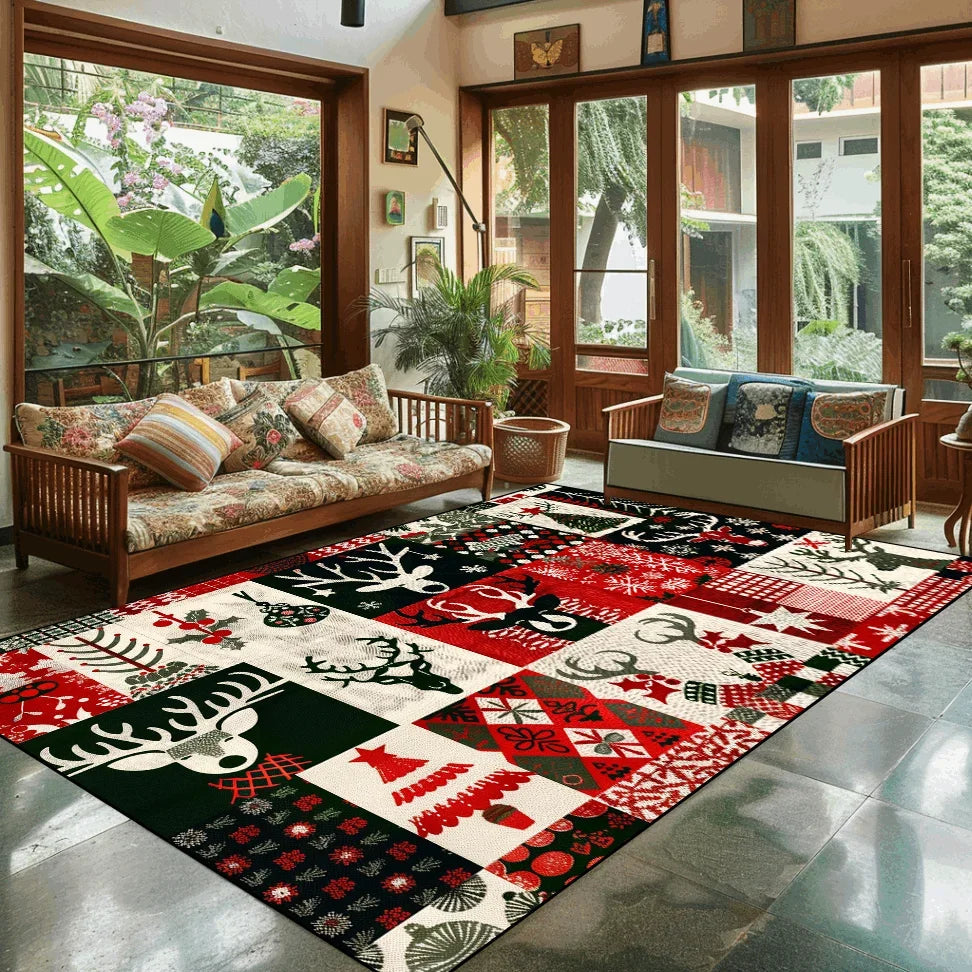 Popular Christmas Living Room Decoration Rug Large Area Anti-slip Mat Fluffy Children Rugs Cartoon Bedroom Decor Carpet New Year Semilevi