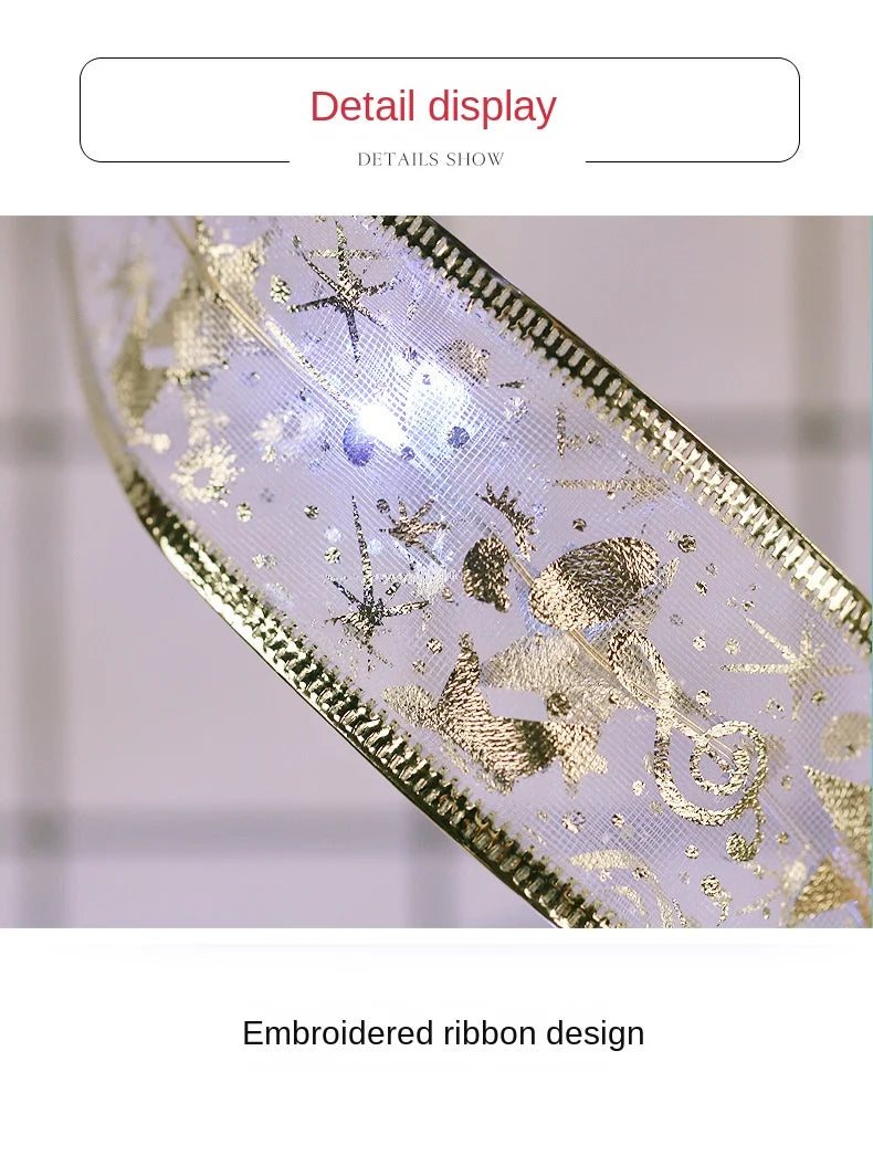 Christmas Decoration LED Ribbon Fairy Lights Christmas Tree Ornaments for Home 2025 DIY Bows Light String Navidad New Year 2026 Semilevi