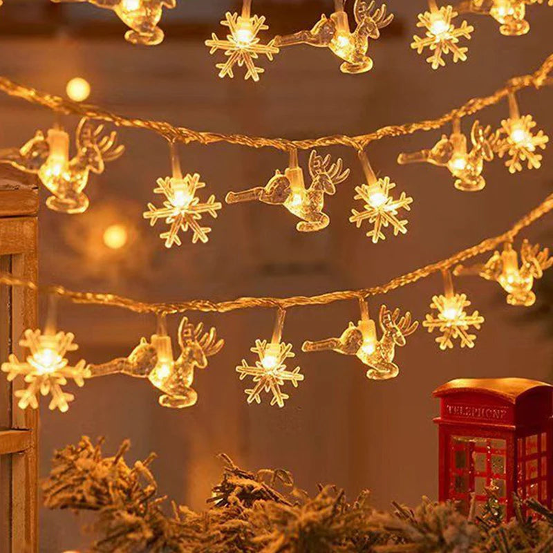 3M Christmas Lights LED Snowflake String Lights Xmas Fairy Light Lamp For Home New Year Party Supplies Christmas Tree Decor Semilevi