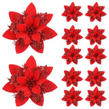 10/20Pcs Christmas Decoration Glitter Artifical Flowers Christmas Tree Decorations for Home Decor Xmas Ornaments New Year Decor Semilevi