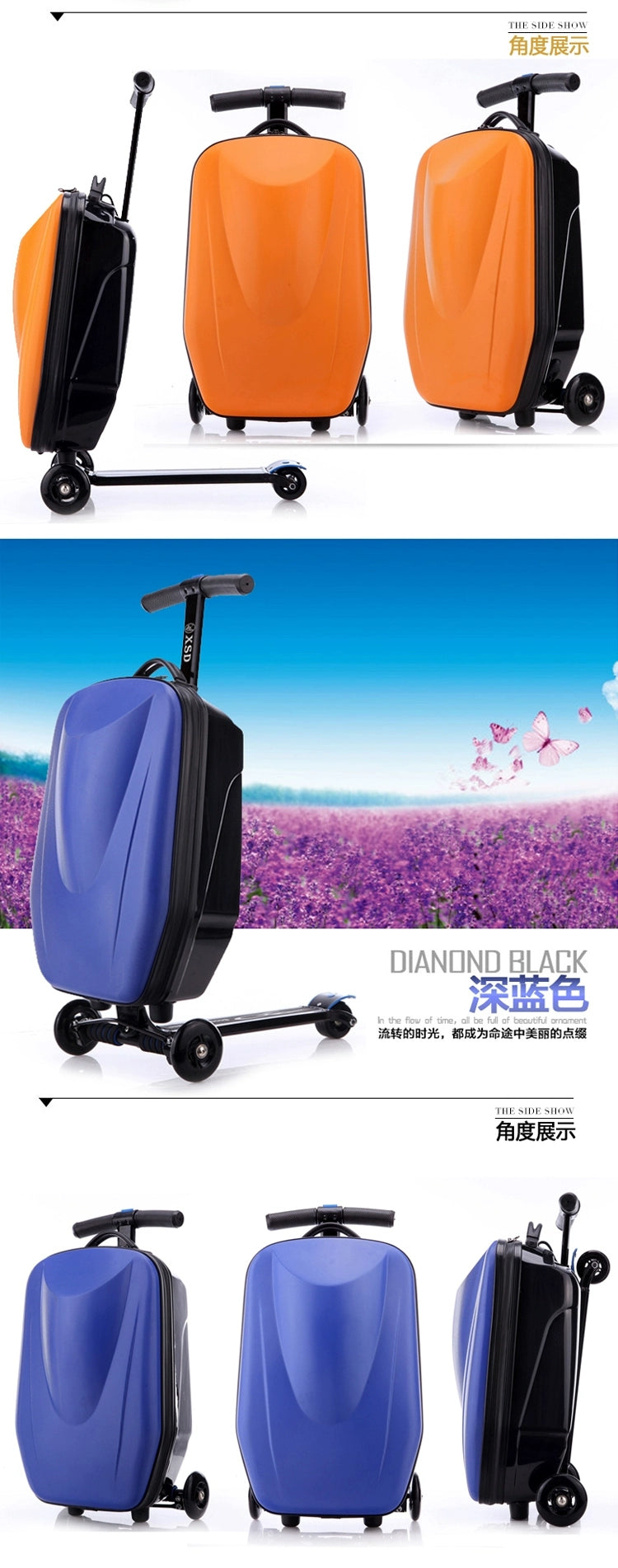 Carrylove 21" Inch Adults Scooter Luggage Carry On Rolling Suitcase Lazy Trolley Bag With Wheels Semilevi