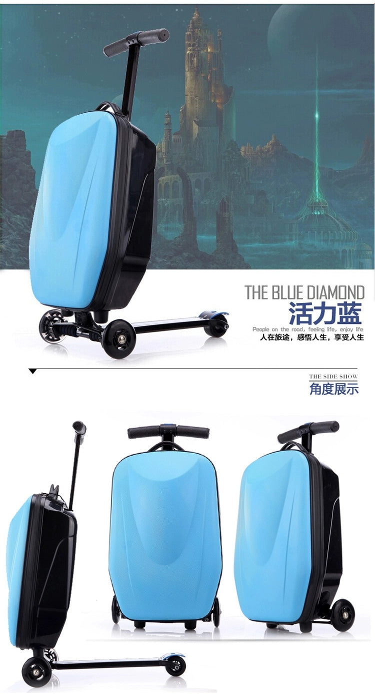 Carrylove 21" Inch Adults Scooter Luggage Carry On Rolling Suitcase Lazy Trolley Bag With Wheels Semilevi
